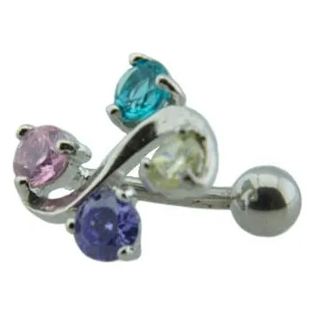 Piercing Doria Piercing do pupíku z oceli stříbrný D049