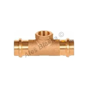 Fitinka TIEMME - Itálie | CU měděný T-kus vnitřní závit FxFil. FxF , lisovací, PRESS, na měď trubky - 35x 1/2" x35 FP.8130