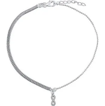 Řetízek Stříbrný řetízek na nohu Ellie s infinity a Brilliance Zirconia ZT86751A
