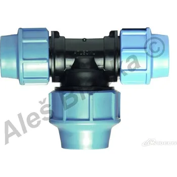 Fitinka UNIDELTA S.p.A. - Itálie | PE (PP-S) spojka T-kus zvětšený středový výstup na polyetylénové trubky (polyš) (svěrný plastový) - 25x32x25 UNI1029