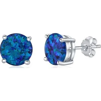 Náušnice Stříbrné puzetové náušnice pecky s tmavě modrým opálem JJJ302004DB