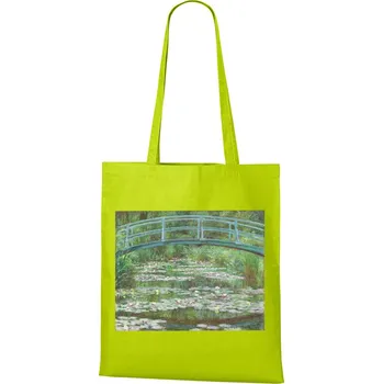 Plátěná taška Claude Monet Japonský most, Barva Limetková, Velikost 40×45 cm, Canvas Nákupní taška Bezvatriko.cz 1116- DTF