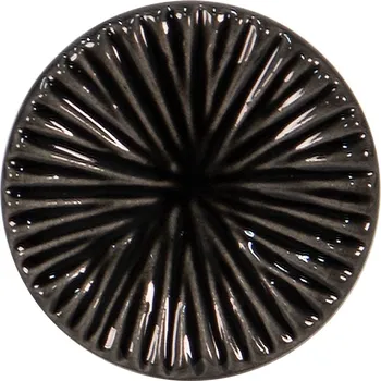 Dveřní kování Černá kulatá keramická úchytka s rýhovaným zdobením Ratiel - Ø 4*3 cm