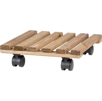 Stojan na květiny Dřevěný pojízdný podstavec pod květináč (výška 8 cm) Indoor & Outdoor – Esschert Design ID_1430187