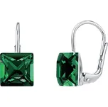 Stříbrné náušnice se Swarovski® Crystals 8 mm tmavě zelené