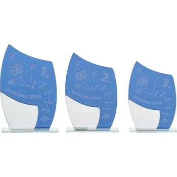 Skleněná plaketa modrá 28023