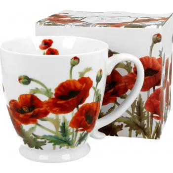 DUO Gifts DG - Porcelánový hrnek na stopce CLASSIC POPPIES, Vlčí mák v dárkové krabičce - 480 ml