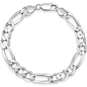 Šperk Stříbrný masivní náramek Figaro 9 mm - rhodiovaný