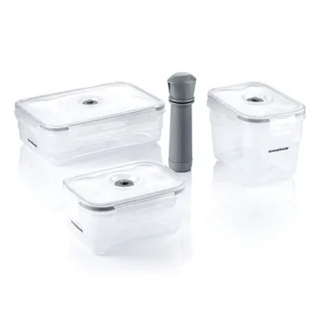Dóza na potraviny InnovaGoods Sada 3 nádob na vakuové balení s ruční pumpičkou Vacse