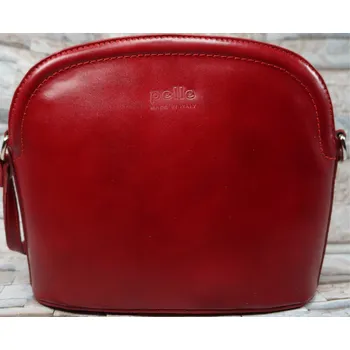 Vere Pelle Kožená dámská crossbody kabelka VERA PELLE Maritanna červená Barva: Červená