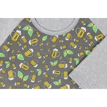 Pánské pyžamo Pánské pyžamo Lonka KOFFING krátké M vzor PIVO/CELOTISK/šedá