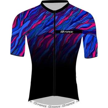cyklistický dres Force dres LIFE (černá/modrá/růžová)