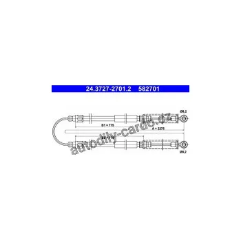 Brzdová hadice Lanko ruční brzdy ATE 24.3727-2701 (AT 582701)