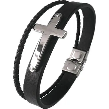 Náramek Amparo Miranda® Kožený náramek Cross 287 černý