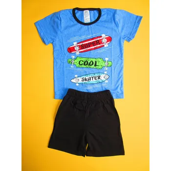 Chlapecké pyžamo Arex, ČR Chlapecké pyžamo krátký rukáv Super Cool 1 Barva: denim+černá, Velikost: 104