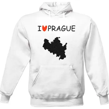 Pánská mikina Pánská mikina s kapucí s potiskem I love Prague mikina - brno mapa pánské