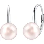 Stříbrné náušnice se světle růžovou perlou Swarovski® Crystals