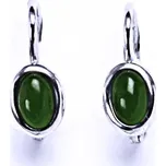 Zlaté náušnice, bílé zlato, přírodní Nefrit 6x4 mm , NK 1353 (nefrit 6x4 mm)