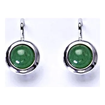 Náušnice Zlaté náušnice, bílé/žluté zlato, přírodní kámen Avanturin 6 mm , NK 1471