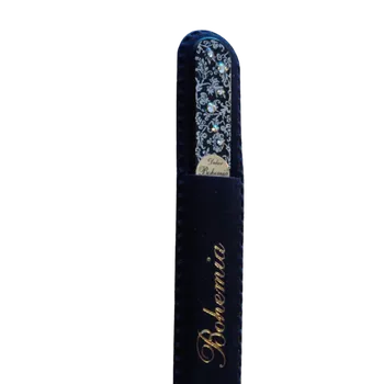 Skleněný pilníček na nehty s křišťály Swarovski Elements®, černý podklad, Kamínky - 110 mm