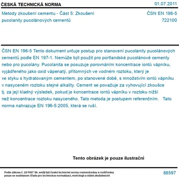 ČSN EN 196-5 - Metody zkoušení cementu - Část 5: Zkoušení pucolanity pucolánových cementů - Tisk