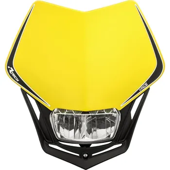 Osvětlení pro motocykl Univerzální LED přední maska RTECH V-FACE FULL LED ŽLUTÁ/ČERNÁ (nejvýkonnější univerzální homologovaná LED přední maska od RTECH)