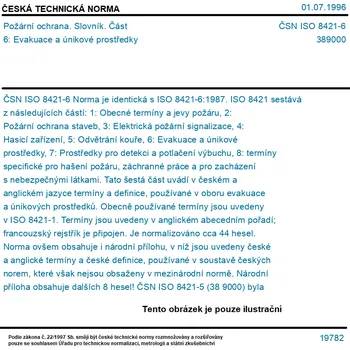 ČSN ISO 8421-6 - Požární ochrana. Slovník. Část 6: Evakuace a únikové prostředky - Tisk