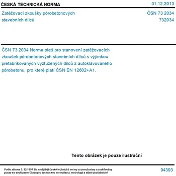 ČSN 73 2034 - Zatěžovací zkoušky pórobetonových stavebních dílců - Tisk