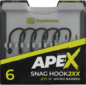 Rybářský háček RidgeMonkey Háček Ape-X Snag Hook 2XX Barbed Velikost 6 10ks