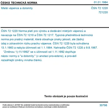 ČSN 72 1220 - Mleté vápence a dolomity - Tisk