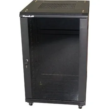 Elektroinstalační materiál Rozvaděč XtendLan ECO-27U-68-BLACK Rozvaděč, 19", stojanový, výška 27U, 600x800, skleněné dveře, kouřové sklo, plná záda, perforovaný horní a spodní kryt, rozebíratelný, černý ECO-27U-68-BLACK