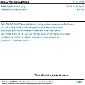ČSN EN ISO 9405 - Textilní podlahové krytiny - Hodnocení změn vzhledu - Tisk