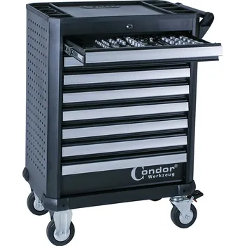 Condor vozík montážní prázdný, 8 zásuvek, modro-černý - 100-04613