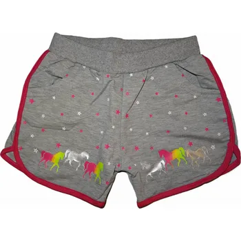 Dívčí kraťasy Dívčí šedé kraťasy s koníkem a hvězdičkami 128