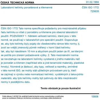 ČSN ISO 1772 - Laboratorní kelímky porcelánové a křemenné - Tisk