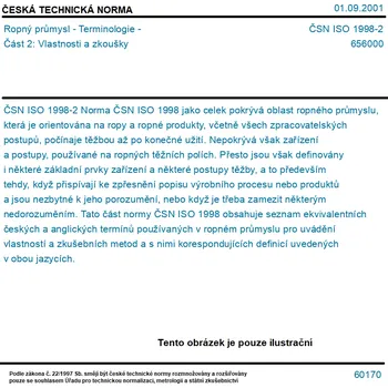 ČSN ISO 1998-2 - Ropný průmysl - Terminologie - Část 2: Vlastnosti a zkoušky - Tisk