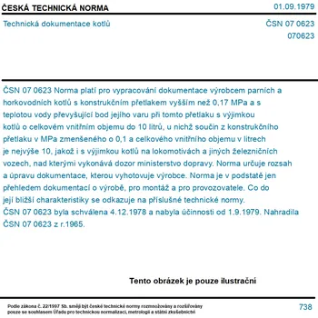 ČSN 07 0623 - Technická dokumentace kotlů - Tisk