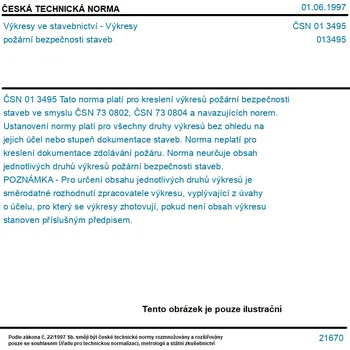 ČSN 01 3495 - Výkresy ve stavebnictví - Výkresy požární bezpečnosti staveb - Tisk