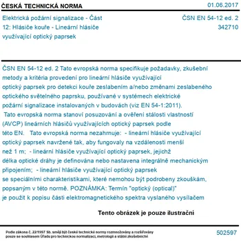 ČSN EN 54-12 ed. 2 - Elektrická požární signalizace - Část 12: Hlásiče kouře - Lineární hlásiče využívající optický paprsek - Tisk
