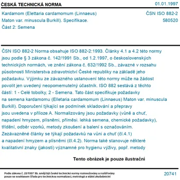 ČSN ISO 882-2 - Kardamom (Elettaria cardamomum (Linnaeus) Maton var. minuscula Burkill). Specifikace. Část 2: Semena - Tisk