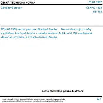 ČSN 02 1393 - Základové šrouby - Tisk