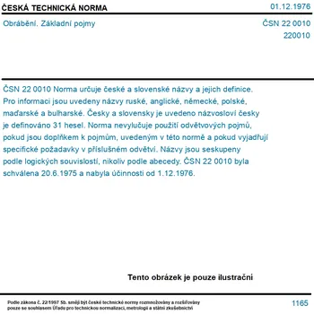 ČSN 22 0010 - Obrábění. Základní pojmy - Tisk