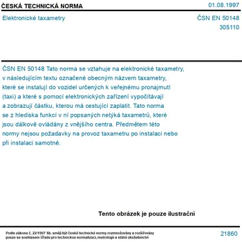 ČSN EN 50148 - Elektronické taxametry - Tisk