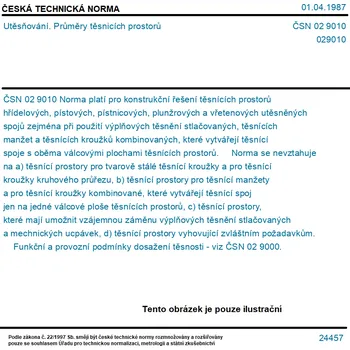 ČSN 02 9010 - Utěsňování. Průměry těsnicích prostorů - Tisk
