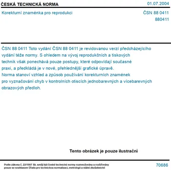ČSN 88 0411 - Korekturní znaménka pro reprodukci - Tisk
