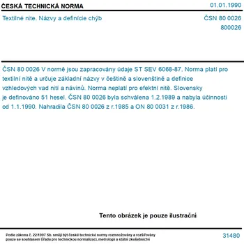 ČSN 80 0026 - Textilné nite. Názvy a definície chýb - Tisk