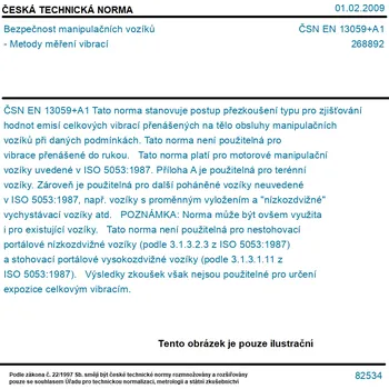 ČSN EN 13059+A1 - Bezpečnost manipulačních vozíků - Metody měření vibrací - Tisk