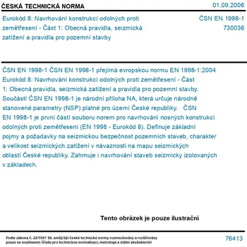 ČSN EN 1998-1 - Eurokód 8: Navrhování konstrukcí odolných proti zemětřesení - Část 1: Obecná pravidla, seizmická zatížení a pravidla pro pozemní stavby - Tisk