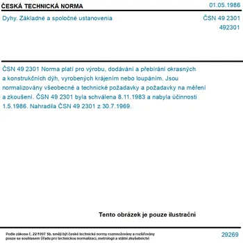 ČSN 49 2301 - Dyhy. Základné a spoločné ustanovenia - Tisk