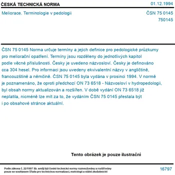 ČSN 75 0145 - Meliorace. Terminologie v pedologii - Tisk